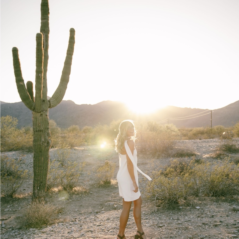 Elegant White Dress with neck tie